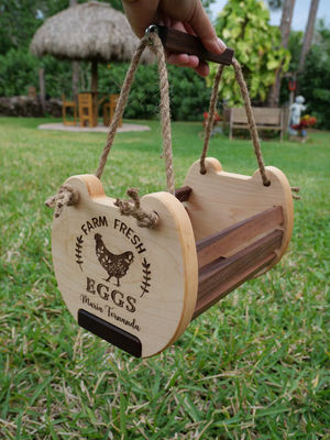 Cesto de armazenamento de cozinha de fazenda rústica com logotipo personalizado Impressão de cesto de ovos de madeira