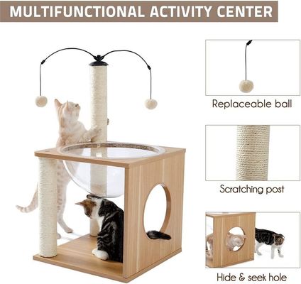 OEM ODM aceito Cães elegantes Árvore cápsula espacial com ninho flutuante e bolas penduradas