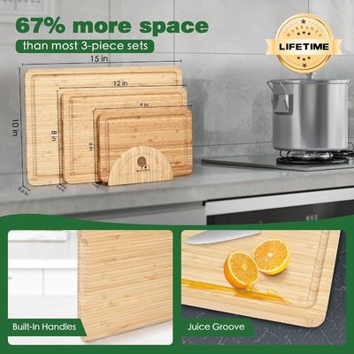 Conjunto de 3 tábuas de corte de bambu com blocos de corte de suporte OEM ODM aceito