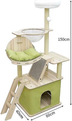 Condomínio de gatos de vários níveis com postes de raspagem Sisal e construção de madeira durável