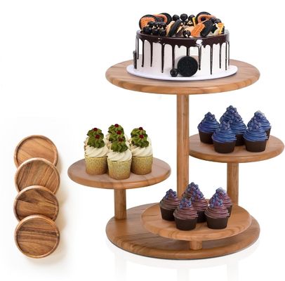 Quatro níveis de madeira Cupcake Tower Stand mantém 50 cupcakes para festa casamento aniversário sobremesa