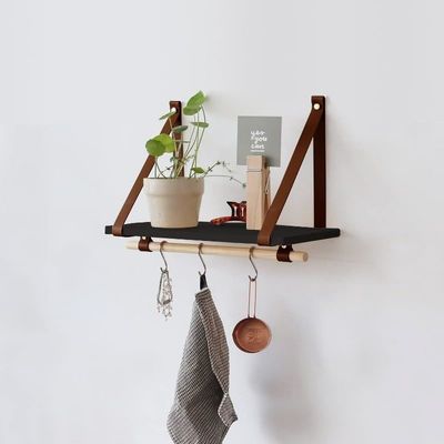 Como seu pedido 45X20 Preto Pu Castanho Couro Faixa Parede Prateleira Flutuante Prateleira de Madeira Moderna