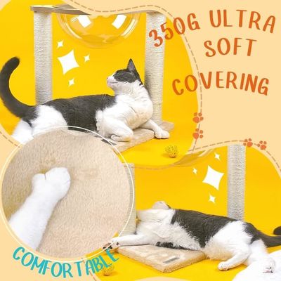 Árvore de gato moderna com rede de rede natural para gatos e gatinhos