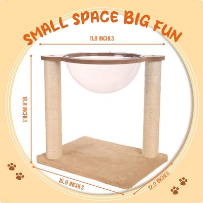 Árvore de gato moderna com rede de rede natural para gatos e gatinhos