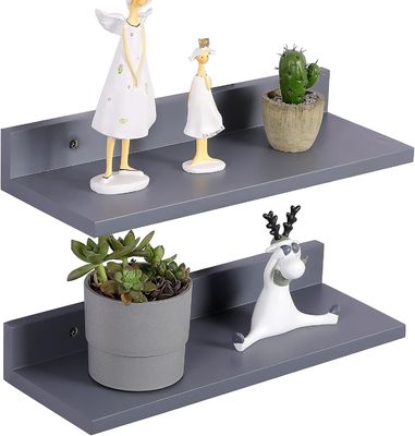 Prateleira decorativa de parede Conjunto de 2 prateleiras flutuantes de madeira de pinho Mural montado para sala de estar