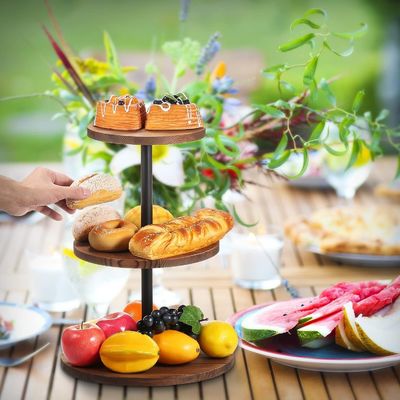 Taça de servir bolinhos de madeira para festas de chá de casamento de aniversário 202407