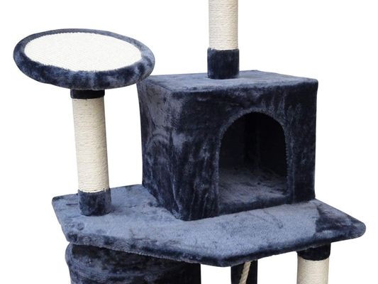 Mobiliário de sala de estar cinza escuro 4 plataformas 64 polegadas árvore de gato com 2 camas cubos casa de jogos