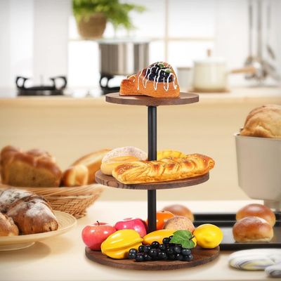 Taça de servir bolinhos de madeira para festas de chá de casamento de aniversário 202407