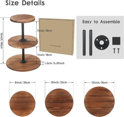 Taça de servir bolinhos de madeira para festas de chá de casamento de aniversário 202407