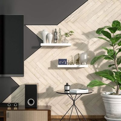 Casa Mobiliário Conjunto de 2 Prateleiras de Parede de Madeira Massiva Prateleiras Flutuantes Rústicas Brancas de 7 polegadas