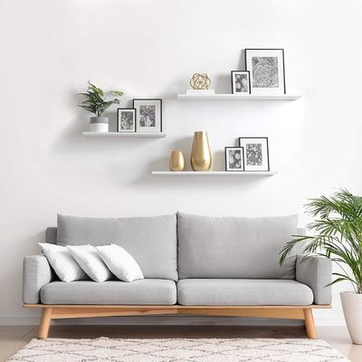 Estante de livros flutuante decorativo de madeira branca 60X20 para decoração de casa Função de banheiro