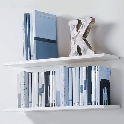 Estante de livros flutuante decorativo de madeira branca 60X20 para decoração de casa Função de banheiro
