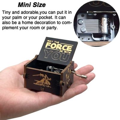 Rectângulo Personalizado Vintage Laser Gravado Star Wars Caixa Musical de Manual de Madeira