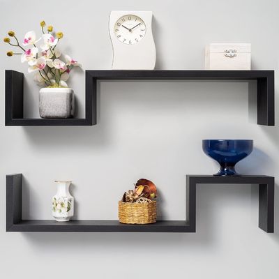 S Shape Design Decoração Prateleiras Flutuantes De Madeira Prateleiras De Parede Para Quarto