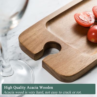Set de cozinha com 2 bandejas de madeira de acácia com porta-vinho e tabuleiros de queijo