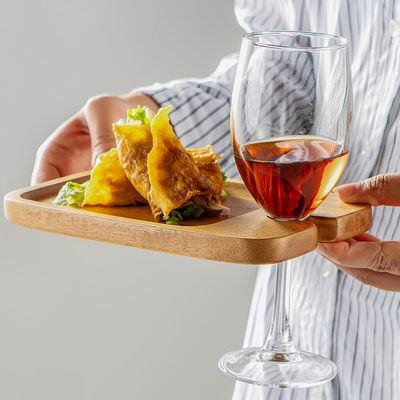 Set de cozinha com 2 bandejas de madeira de acácia com porta-vinho e tabuleiros de queijo