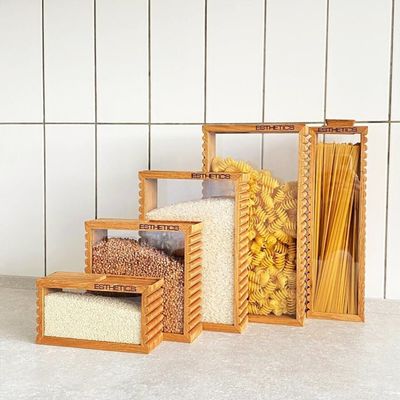 Topo de armazenamento de alimentos de design funcional para pasta de arroz em acessórios de cozinha ecológicos
