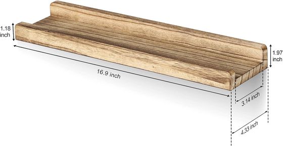 16.9 polegadas Set de 3 Prateleiras de Madeira Marrom Adjustaveis Prateleiras de Parede Rústicas Para Escritório