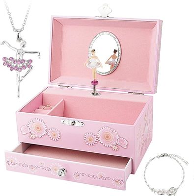 Pacote de presente Personalizado Princesa MDF Rosa Ballerina Tema Musical Caixa de jóias para meninas