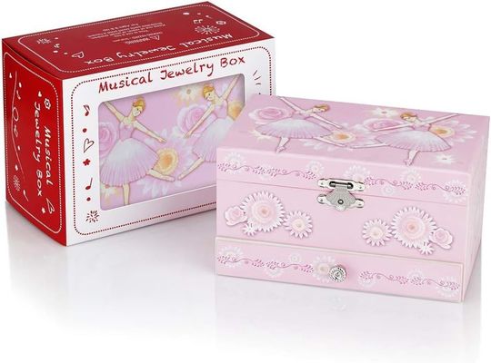 Pacote de presente Personalizado Princesa MDF Rosa Ballerina Tema Musical Caixa de jóias para meninas