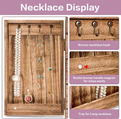 Ambiental 5 camadas 4 gavetas grande caixa organizadora de madeira com espelho caixa de jóias de madeira