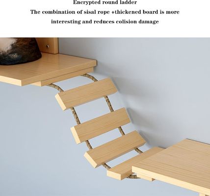 Tamanho personalizado cama de gato montada na parede prateleira de madeira de tabuleiro para gatos para escalar na sala de estar