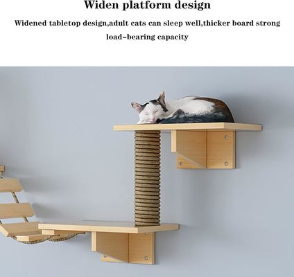 Tamanho personalizado cama de gato montada na parede prateleira de madeira de tabuleiro para gatos para escalar na sala de estar