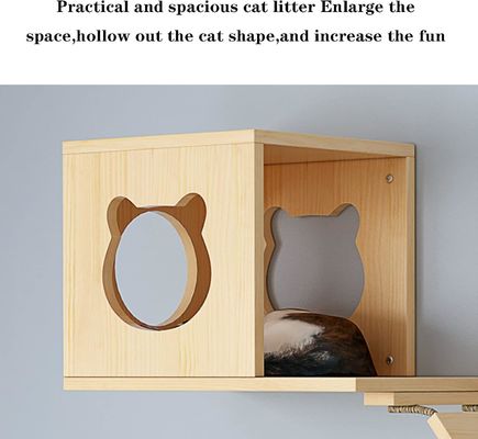 Tamanho personalizado cama de gato montada na parede prateleira de madeira de tabuleiro para gatos para escalar na sala de estar