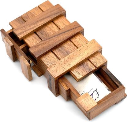 Caixinha Mágica Dupla Teaser Cerebral Caixinha de Madeira Sólida Personalizada Com Compartimento Escondido