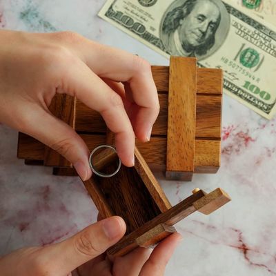 Caixinha Mágica Dupla Teaser Cerebral Caixinha de Madeira Sólida Personalizada Com Compartimento Escondido