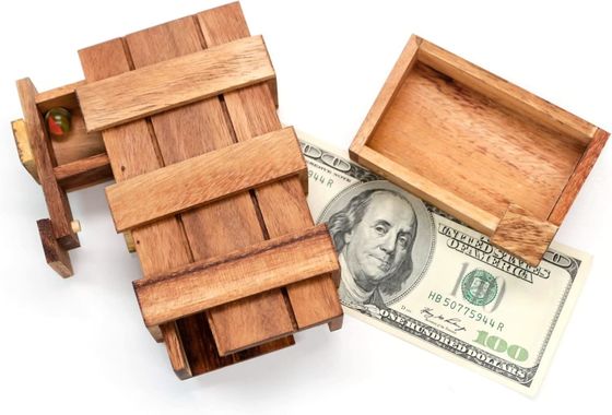 Caixinha Mágica Dupla Teaser Cerebral Caixinha de Madeira Sólida Personalizada Com Compartimento Escondido