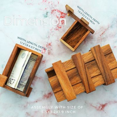 Caixinha Mágica Dupla Teaser Cerebral Caixinha de Madeira Sólida Personalizada Com Compartimento Escondido