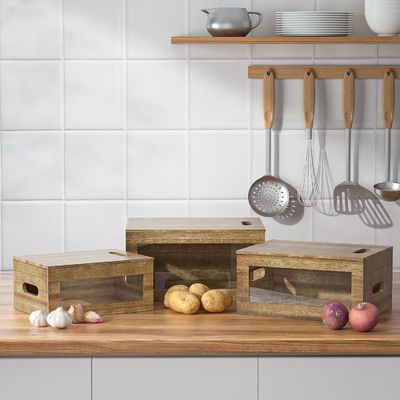 Mantenha sua cozinha arrumada com este recipiente de alho acrílico transparente para janela