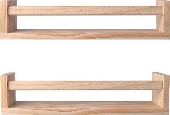 E-mail Embalagem Decoração de casa e estantes de berçário Conjunto de 2 Madeira Natural Estante de Livros Flutuante