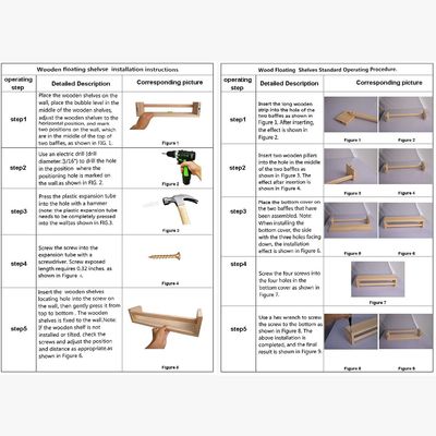 E-mail Embalagem Decoração de casa e estantes de berçário Conjunto de 2 Madeira Natural Estante de Livros Flutuante