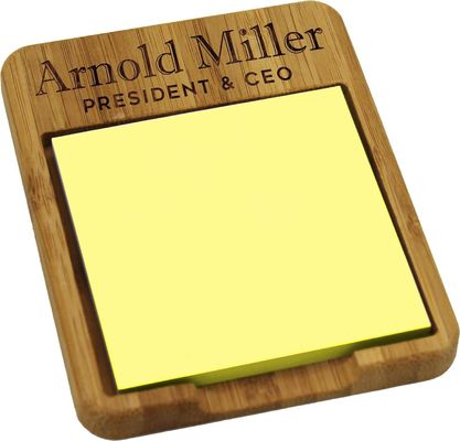 Dispensador de notas adesivas de bambu personalizado de madeira para escritório de negócios