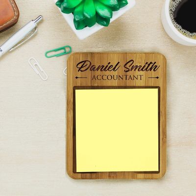 Dispensador de notas adesivas de bambu personalizado de madeira para escritório de negócios