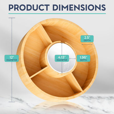 202407 Taça redonda de serviço de bambu com tigela de cerâmica de amostragem gratuita ou devolvida