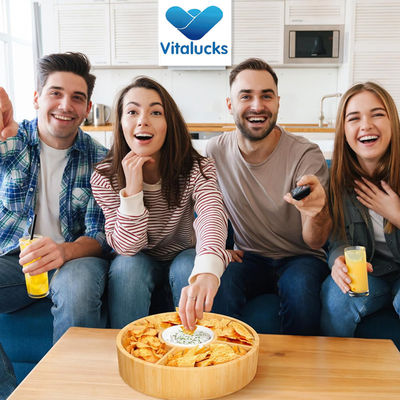 202407 Taça redonda de serviço de bambu com tigela de cerâmica de amostragem gratuita ou devolvida