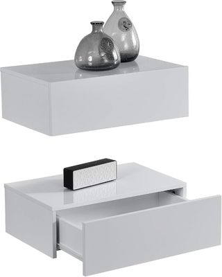 Armazenamento conveniente no corredor Prateleira flutuante de parede de madeira maciça com gaveta 46 x 30 x 15 cm