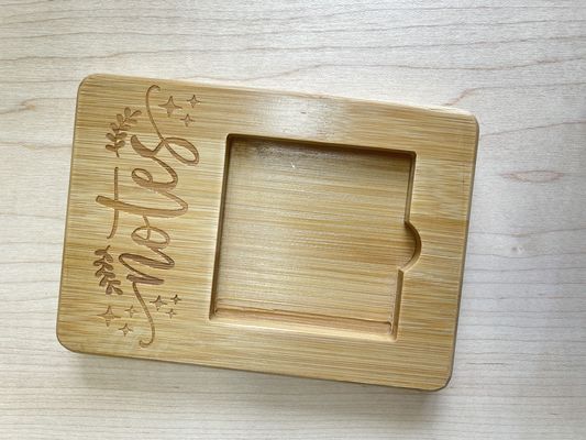 Dispensador de notas adesivas de bambu personalizado de madeira para escritório de negócios