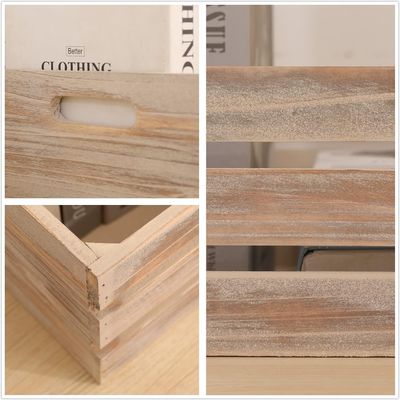 Caixas de armazenamento decorativas de madeira, conjunto de 3 caixas com alças 13,25x9,5x5.5