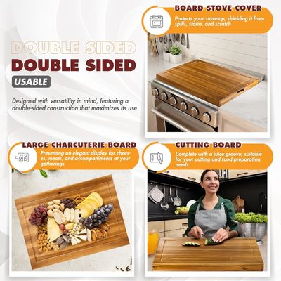 Cobertura de fogão de madeira para queimadores de gás e fogão elétrico Esculpida 3 em 1 Cobertura de fogão RV