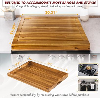 Cobertura de fogão de madeira para queimadores de gás e fogão elétrico Esculpida 3 em 1 Cobertura de fogão RV