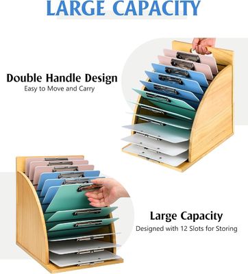 Organizador de porta-papeladas de madeira multifunção para sala de aula e escritório