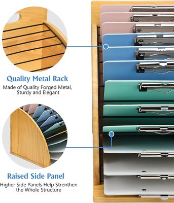 Organizador de porta-papeladas de madeira multifunção para sala de aula e escritório