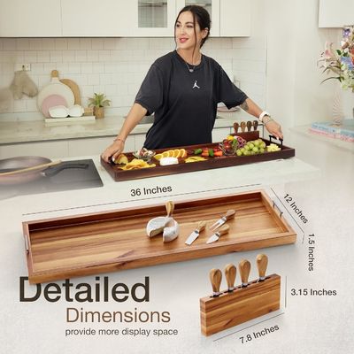 Grande tabuleiro de madeira perfeito para exibir e servir seus queijos favoritos