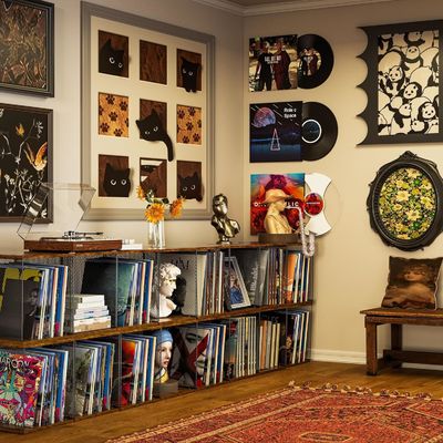 Mobiliário de armazenamento de discos de vinil com estilo de design moderno