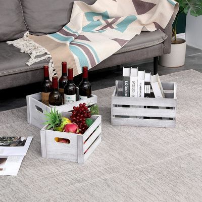 Caixa de exibição de madeira branca rústica Conjunto de 3 caixas de armazenamento de pinheiros decorativos