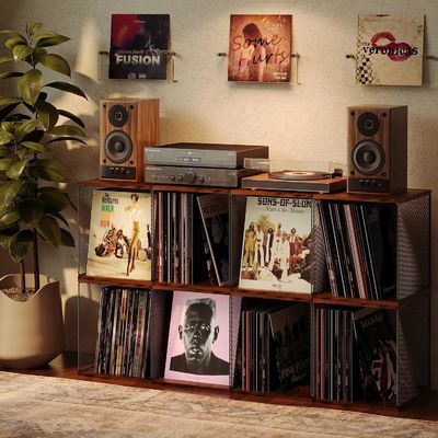 Mobiliário de armazenamento de discos de vinil com estilo de design moderno